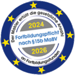 Siegel Fortbildungspflicht nach §15b MaBV 2024-2026: Der Makler erfüllt die gesetzliche Anzahl an Fortbildungsstunden